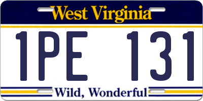 WV license plate 1PE131