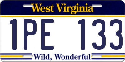 WV license plate 1PE133