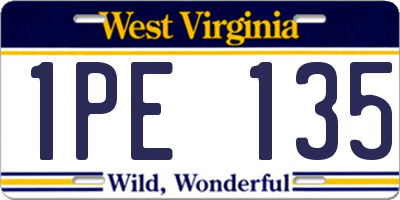 WV license plate 1PE135