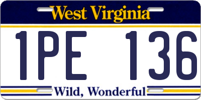 WV license plate 1PE136