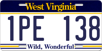WV license plate 1PE138