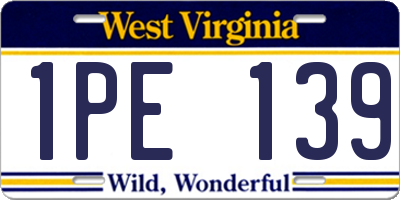 WV license plate 1PE139