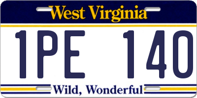 WV license plate 1PE140