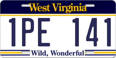WV license plate 1PE141