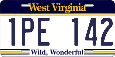 WV license plate 1PE142