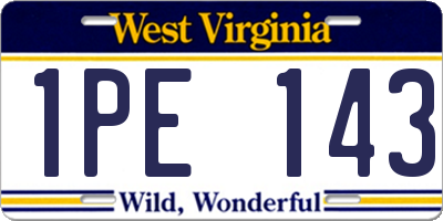 WV license plate 1PE143