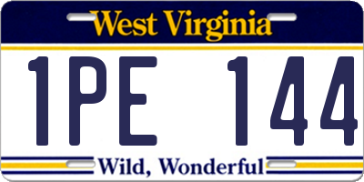 WV license plate 1PE144