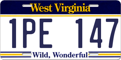 WV license plate 1PE147