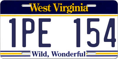 WV license plate 1PE154