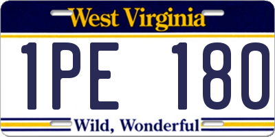 WV license plate 1PE180