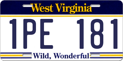 WV license plate 1PE181