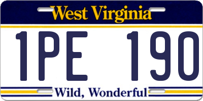 WV license plate 1PE190