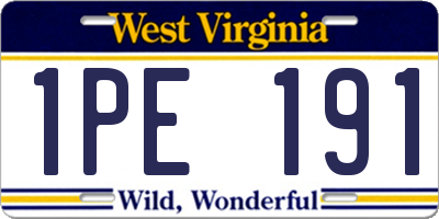 WV license plate 1PE191