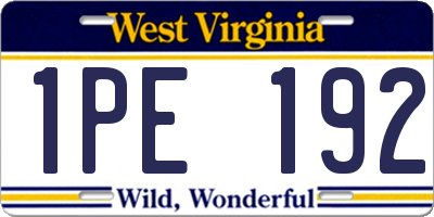 WV license plate 1PE192