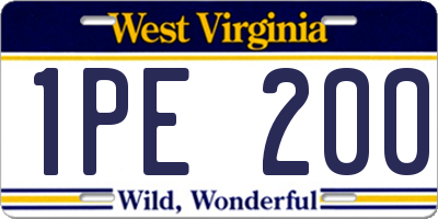 WV license plate 1PE200