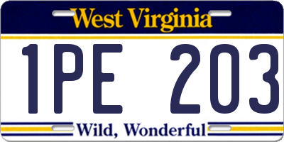 WV license plate 1PE203