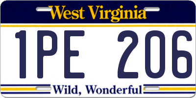WV license plate 1PE206