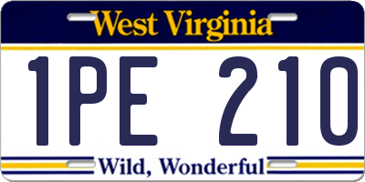 WV license plate 1PE210