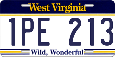 WV license plate 1PE213