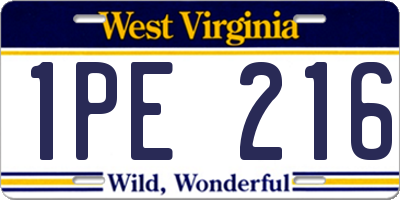 WV license plate 1PE216