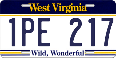 WV license plate 1PE217