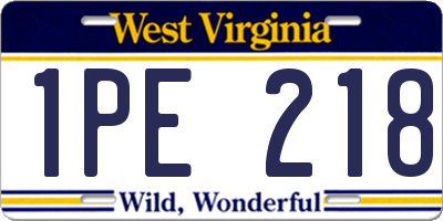 WV license plate 1PE218