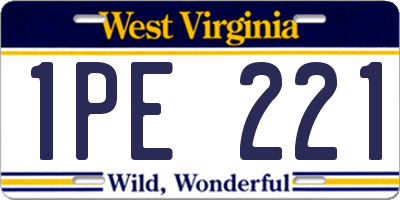 WV license plate 1PE221