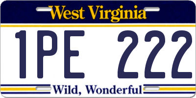 WV license plate 1PE222