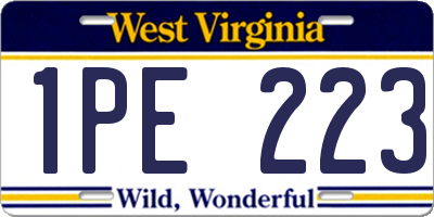 WV license plate 1PE223
