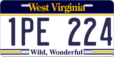 WV license plate 1PE224