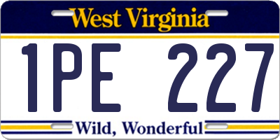 WV license plate 1PE227
