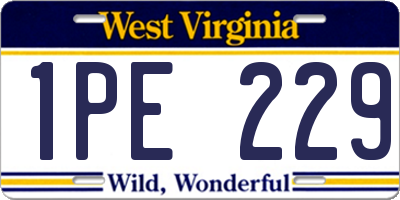 WV license plate 1PE229