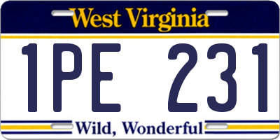 WV license plate 1PE231