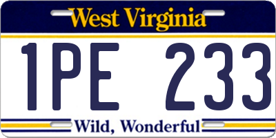 WV license plate 1PE233
