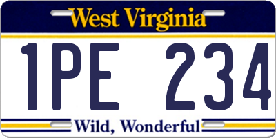 WV license plate 1PE234