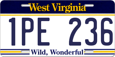 WV license plate 1PE236