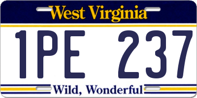 WV license plate 1PE237