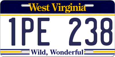 WV license plate 1PE238