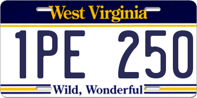 WV license plate 1PE250