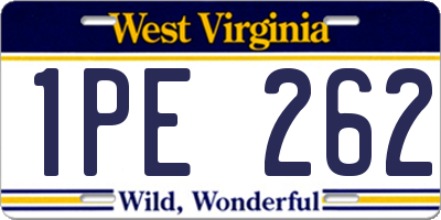 WV license plate 1PE262