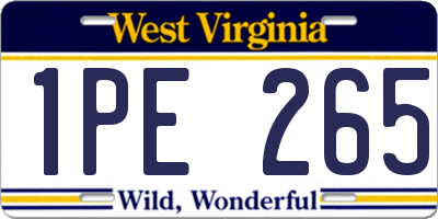 WV license plate 1PE265