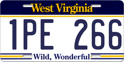 WV license plate 1PE266