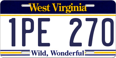 WV license plate 1PE270
