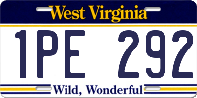 WV license plate 1PE292