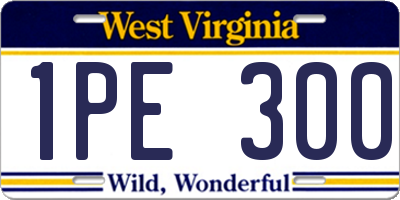 WV license plate 1PE300