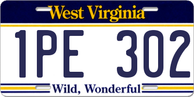 WV license plate 1PE302