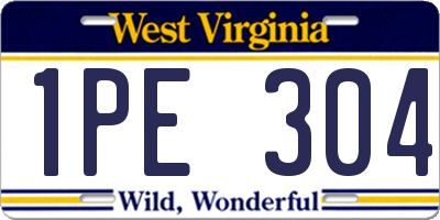 WV license plate 1PE304