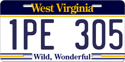 WV license plate 1PE305