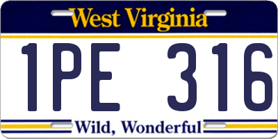 WV license plate 1PE316