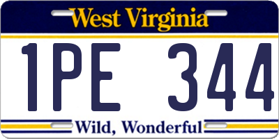 WV license plate 1PE344